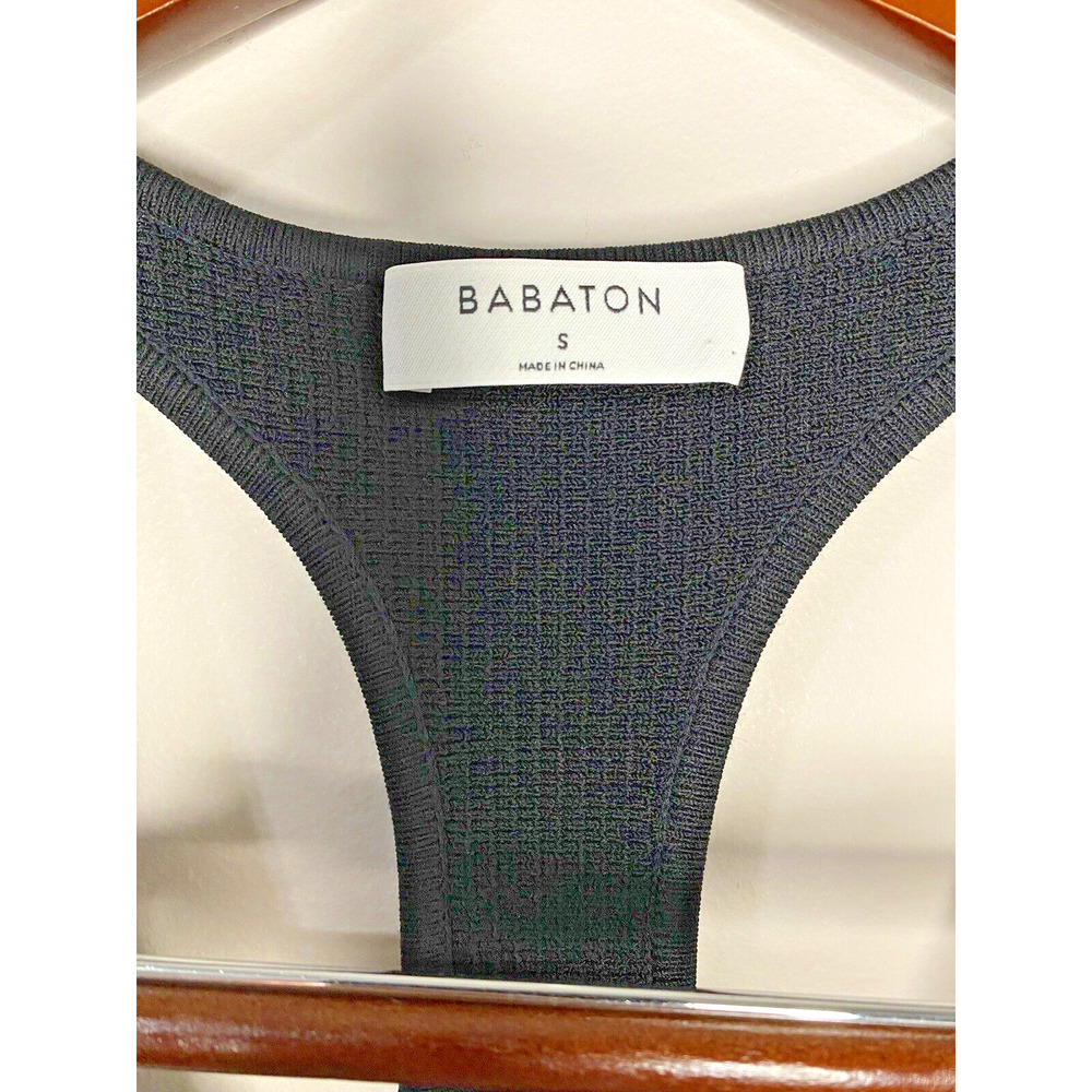 Aritzia Babaton Dress Women Sm Matte Black Sculpt Knit Racer Ribbed Bodycon NWOT - Picture 3 of 5